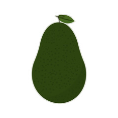 Cartoon green avocado. Vector illustration.