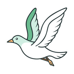 Obraz premium Flying bird illustration with green wings and a white body
