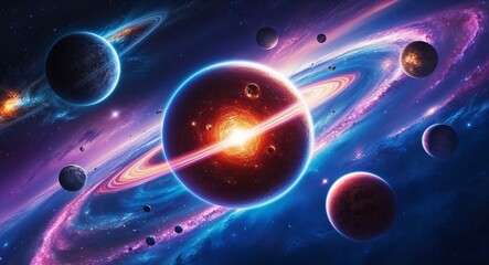 Scifi anime sky stars planets vibrant galaxies cosmic wonder