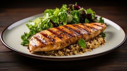 Healthy Delight: Grilled Chicken Breast with Quinoa and Mixed Greens