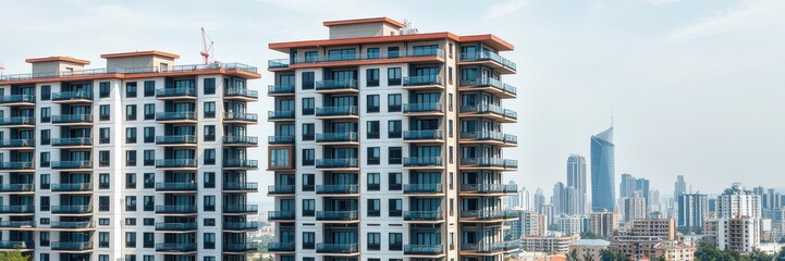 Obraz premium Modern apartment building with sleek design and modular elements, geometric, building, structure