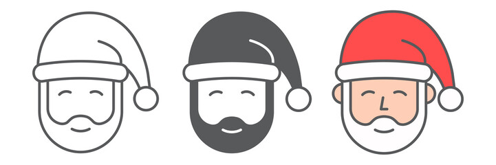 Santa Claus line icon collection, merry christmas and xmas, new year sign vector graphics, editable stroke linear icon set, eps 10