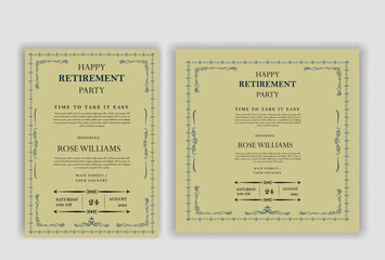 Fototapeta premium Happy retirement party invitation flyer design 