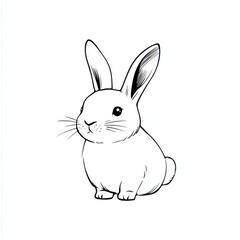 Obraz premium A cute, illustrated rabbit in a simple, minimalist style. Perfect for children's books or nature-themed projects.