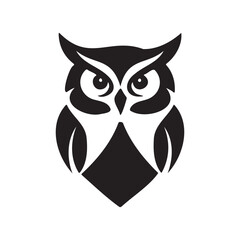 Vector silhouette of a great horned owl icon