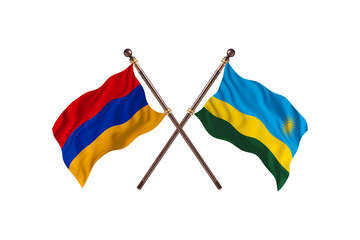 Armenia Versus Rwanda  Two countries Flags background