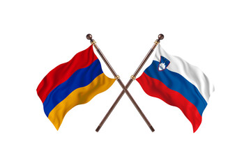 Armenia Versus Slovenia  Two countries Flags background