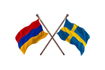 Armenia Versus Sweden  Two countries Flags background