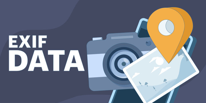 EXIF data concept that highlights image metadata, camera settings, and photo details such as date, time, exposure, and geolocation. Important for photographers and digital asset management.