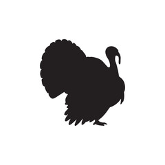 Turkey silhouette, turkey silhouette - vector illustration, Turkey silhouette vector black and white. Turkey logo.