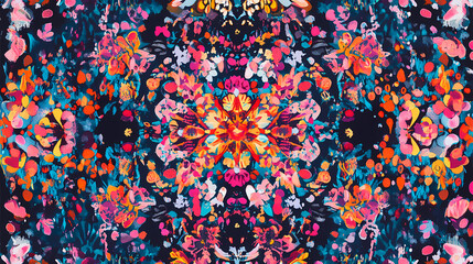 Vibrant world of psychedelic kaleidoscope texture background. Kaleidoscope. Illustration