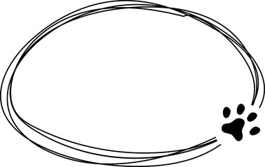 Cat dog pet doodle frame, hand drawn border with paw.  Footprint decoration. © Alyona