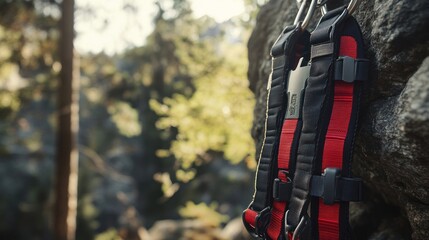 Fototapeta premium Climbing Harness in a Forest Setting