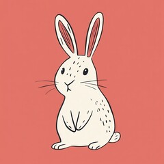 Fototapeta premium Adorable illustration of a sitting rabbit against a vibrant background, perfect for children's themes and animal lovers.