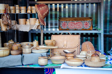 decorative products made of wood and birch bark