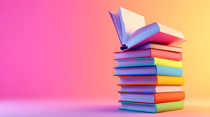 International Literacy Day Stack of Colorful Books – Education and Literacy Awareness Background