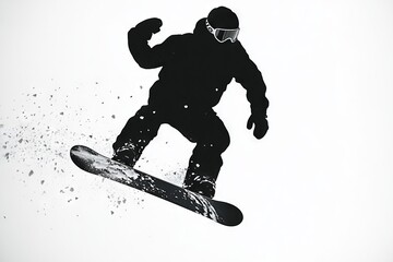 Obraz premium Silhouette of a snowboarder in mid-air.