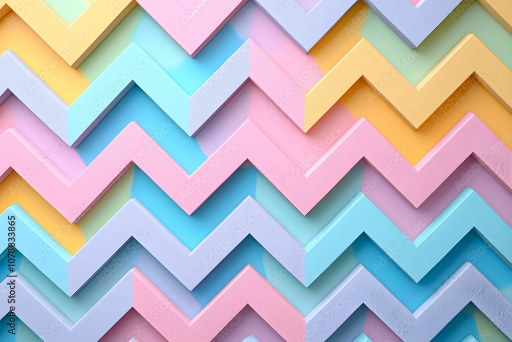 Poster colorful zigzag patterns on a textured wall in a bright setting