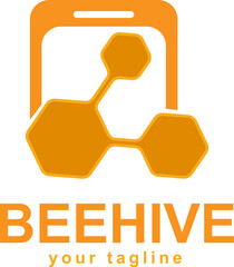 beehive and smart phone logo for business