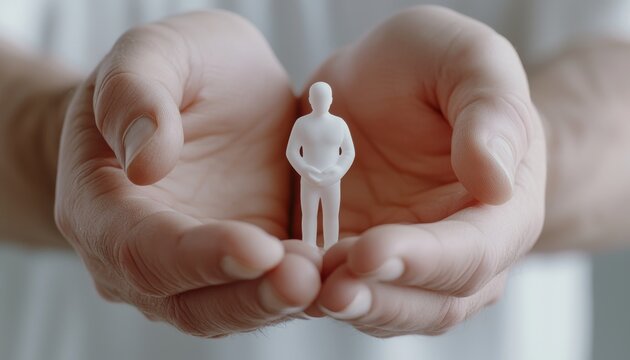Hands gently enclosing small figurines depicting security responsibility and human-centric approach in modern organizations