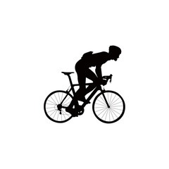 Obraz premium Cyclist vector. Silhouettes of people riding bicycles in different positions.