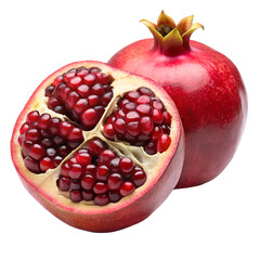 Pomegranate half isolated on white background, top view
