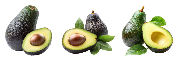 Set of avocado on transparent background PNG