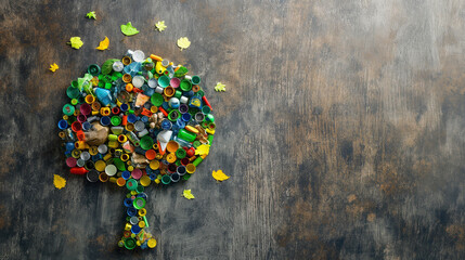 Recyclable Materials Forming The Shape Of A tree 