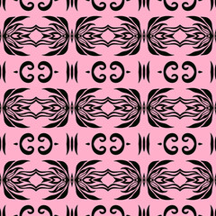 Floral Symmetries Black and Pink pattern