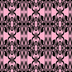 Floral Symmetries Black and Pink pattern