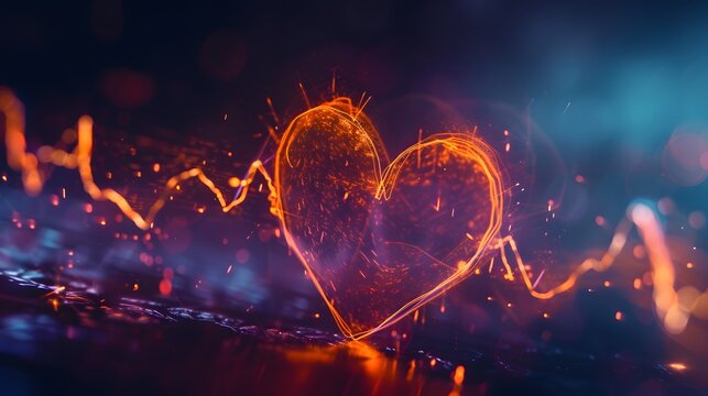 Heartbeat traced flat line depicted slow mot ecd bfd aecf generated illustration