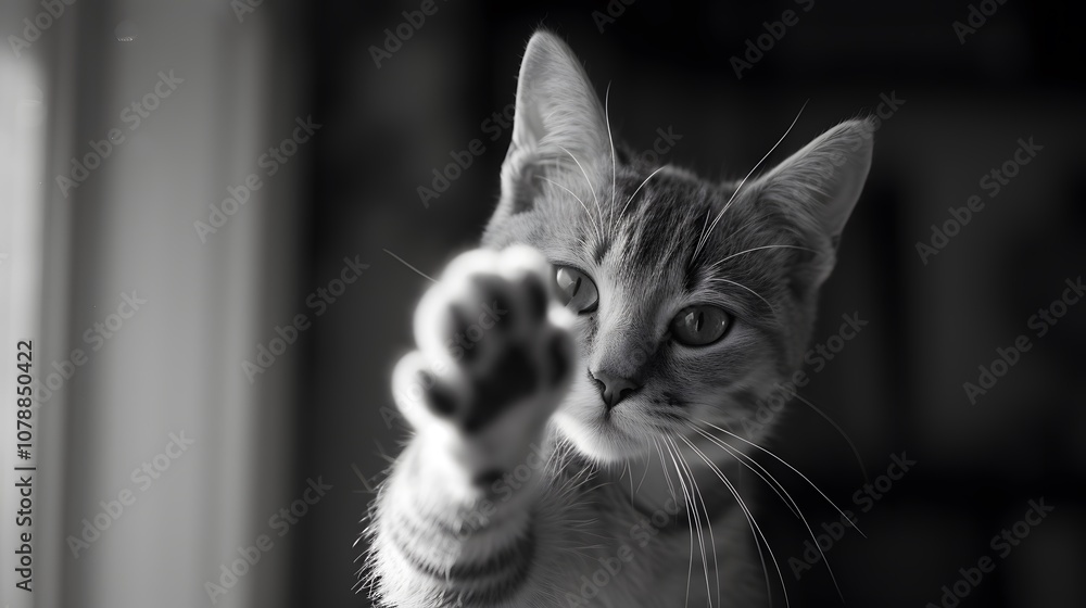 Poster minimalist view cat extending its paw slow bfdaa afe ccb generated illustration