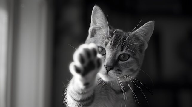 Minimalist view cat extending its paw slow bfdaa afe ccb generated illustration