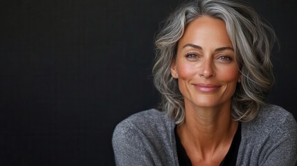 Mature woman with radiant complexion and soft features, ageless beauty, timeless charm and elegance