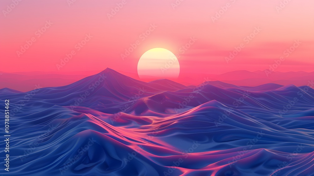 Poster stylized rendering sunset capturing the suns cffcb ebf dbfc generated illustration