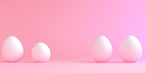 Fototapeta premium Abstract Marketing Background Featuring a 3D Rendering of Neatly Arranged Food Eggs, Emphasizing Food Safety, Protein, and Nutritional Products Against a Soft Pink Gradient Background. The Design High