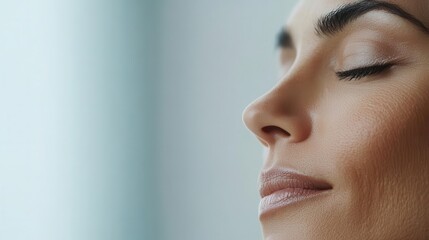Closeup of a mature woman s flawless skin in soft light, ageless beauty, timeless grace and poise