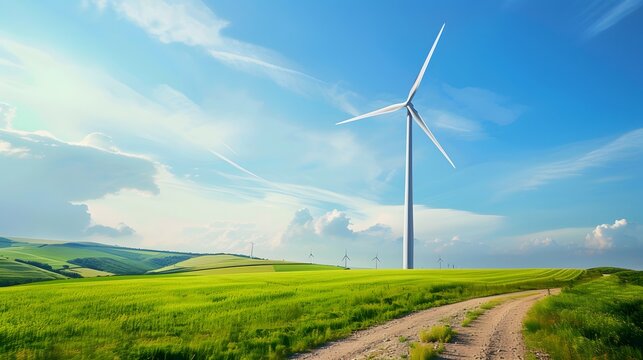 The slow turning wind turbine serene lands edb cbcca eedcd generated illustration