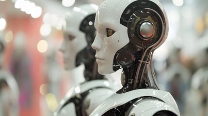 Fototapeta premium Visualization pattern recognition and machine learning through smart robots generated illustration