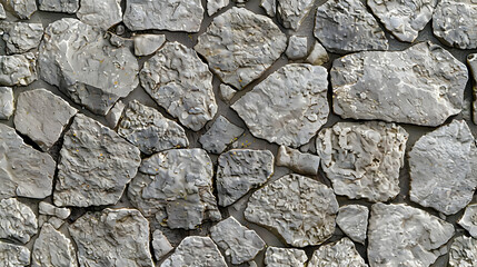 Obraz premium A Close-Up View of a Stone Wall, Composed of Irregularly Shaped, Grey Stones, Interlocking to Form a Strong and Durable Structure.