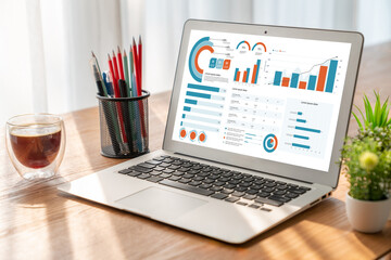 Business data dashboard provide business intelligence analytic for marketing strategy planning snugly with big data set to analyze customer demands and foreseeing business future