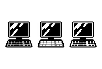 Laptop icon set, vector icon on white background