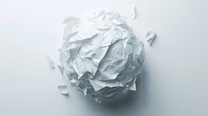 Obraz premium White paper crumbled into ball then unfolded and displayed flat generated illustration