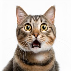 Fototapeta premium a cat surprised on white background