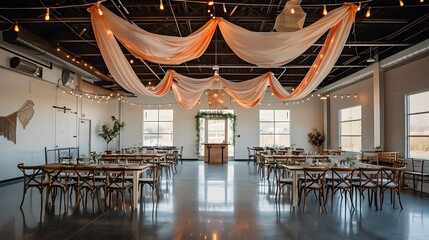 Fototapeta premium Wide shot minimalist venue adorned with only streamer generated illustration