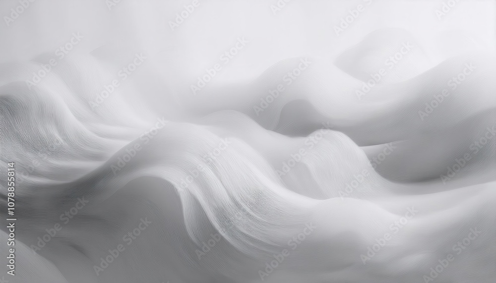 Aufkleber Abstract Flowing Gray Landscape with Smooth Wave Like Patterns and Delicate Textures. Perfect for Website Banners, Minimalist Backgrounds, or Elegant Branding Concepts