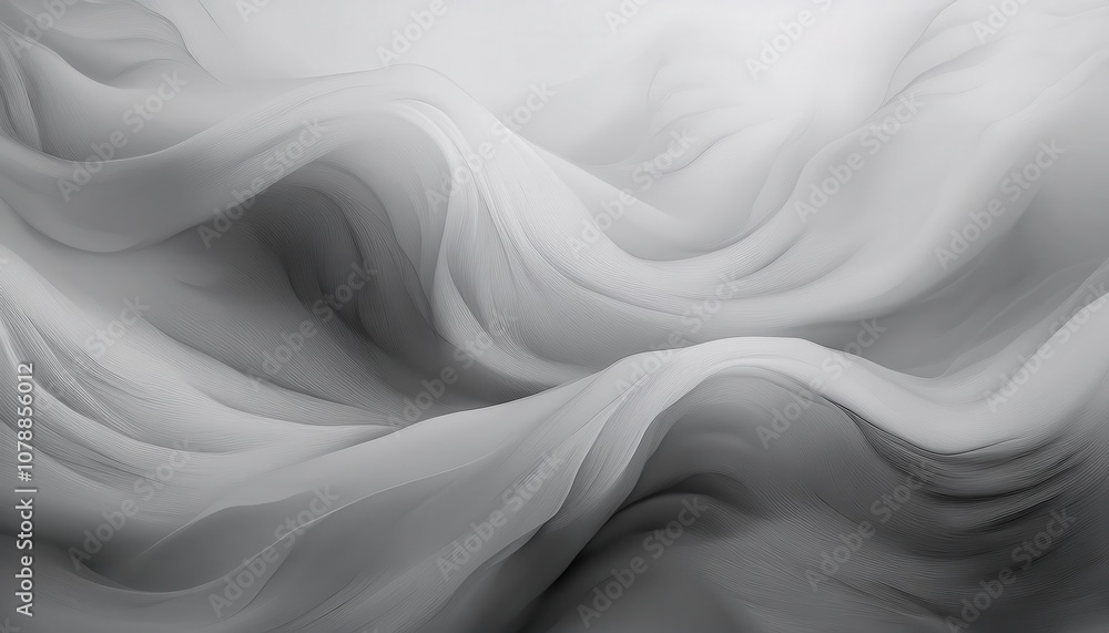 Poster Abstract Flowing Gray Landscape with Smooth Wave Like Patterns and Delicate Textures. Perfect for Website Banners, Minimalist Backgrounds, or Elegant Branding Concepts