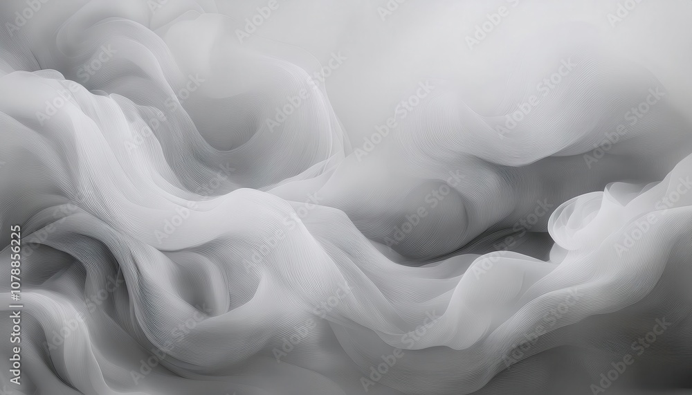 Poster Abstract Flowing Gray Landscape with Smooth Wave Like Patterns and Delicate Textures. Perfect for Website Banners, Minimalist Backgrounds, or Elegant Branding Concepts