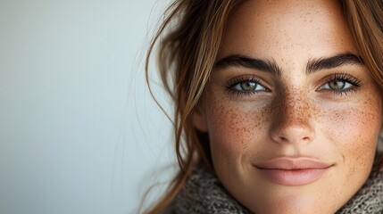 Naklejka premium Closeup of a woman s soft, glowing skin, ageless beauty, timeless and natural grace