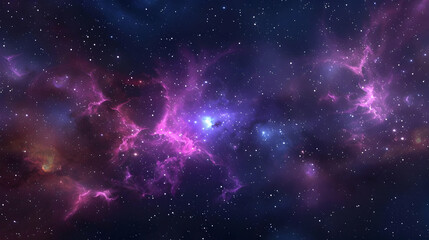 Naklejka premium A Cosmic Dance of Nebulae and Stars in the Vast Expanse of Space, with Vivid Colors and Interstellar Dust